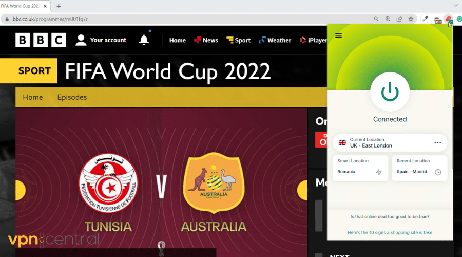 watch tunisia vs australia live on bbc with expressvpn