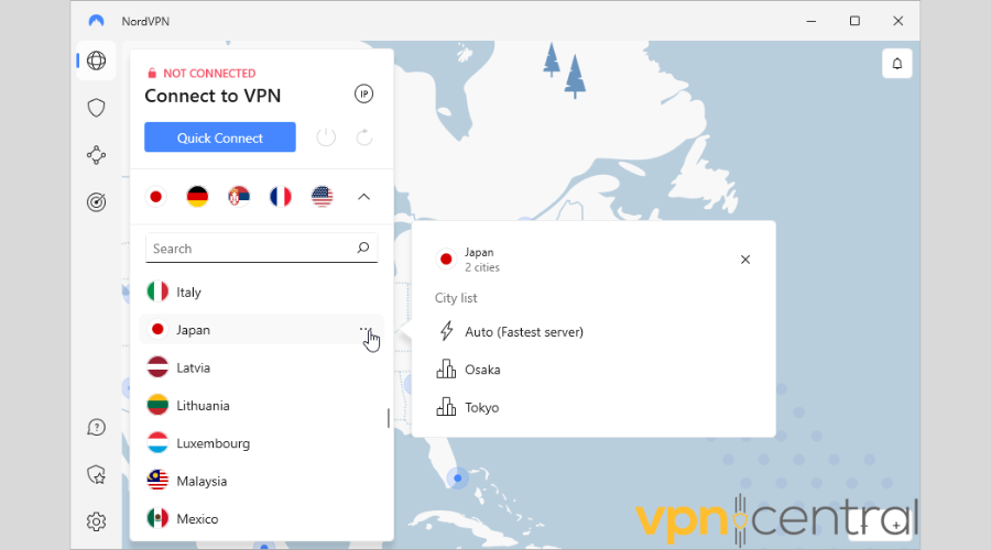 NordVPN's servers in Japan