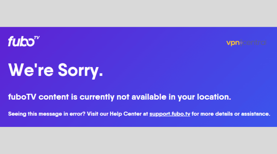 fuboTV error message