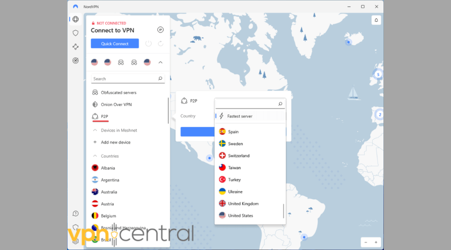 nordvpn server list