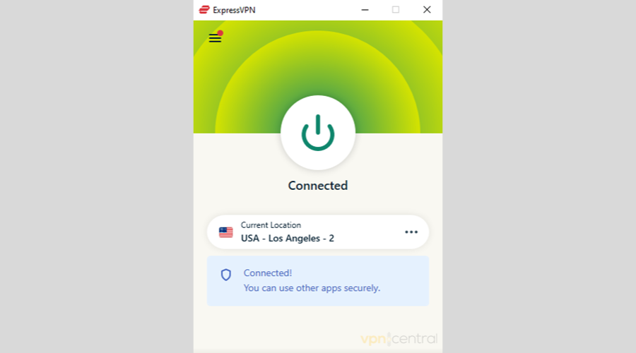 ExpressVPN connected