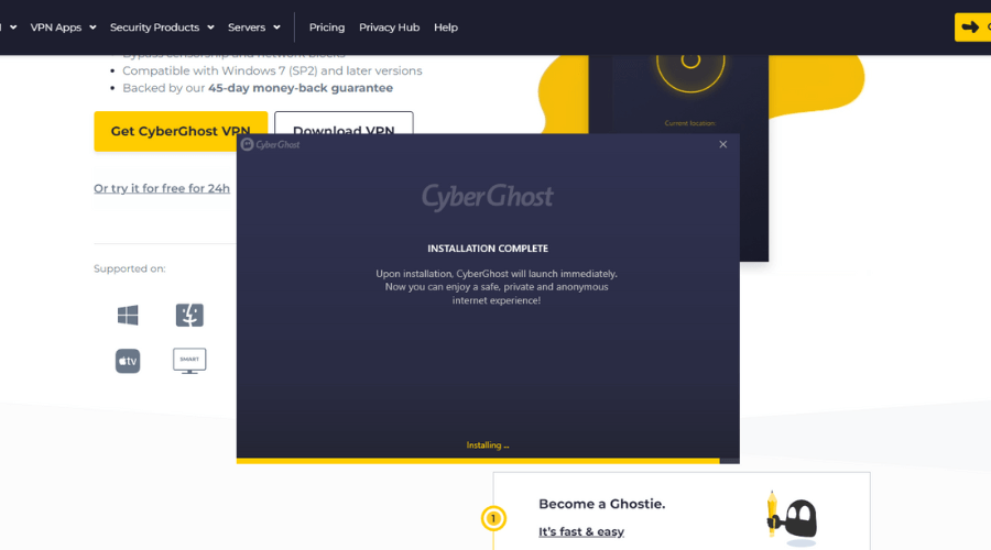 CyberGhost installation
