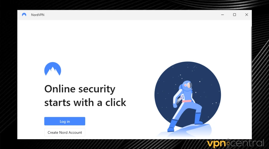 nordvpn login window