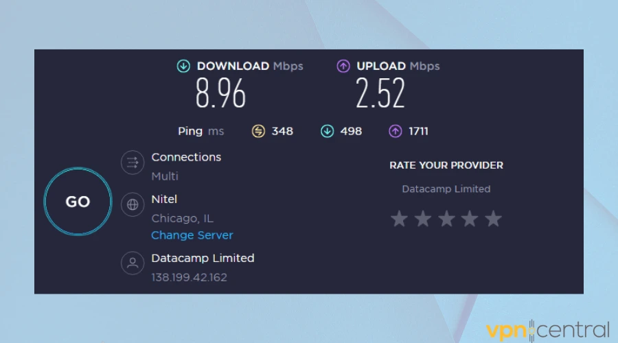 internet speed test results