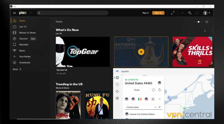 plex working with nordvpn connected