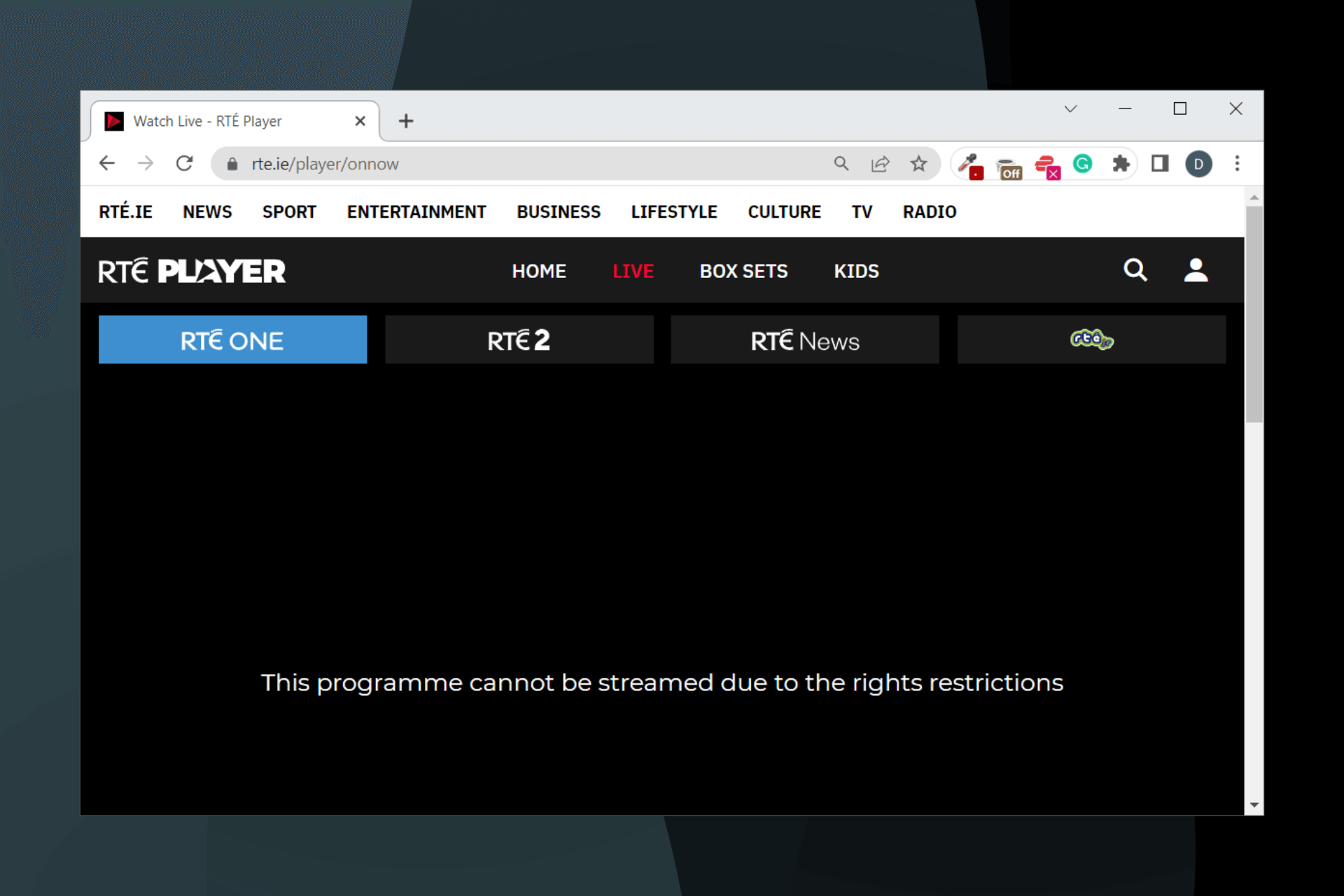rte player not working with vpn