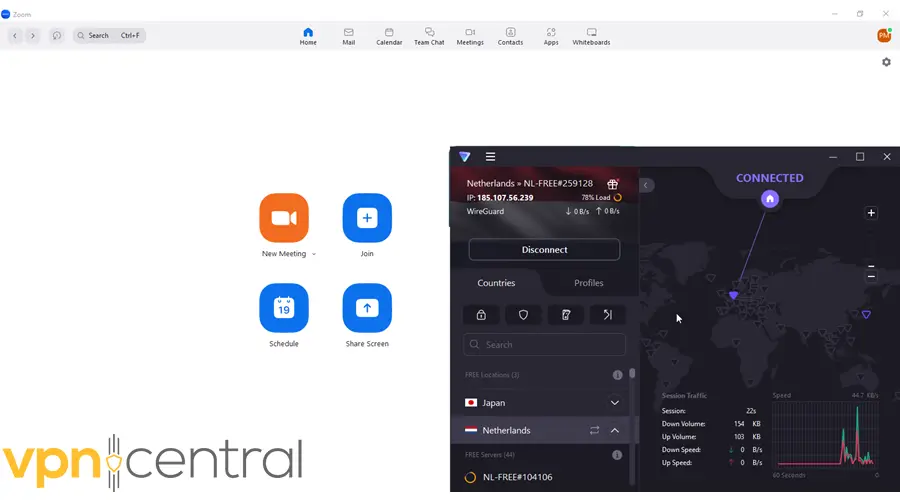 Zoom with Proton VPN on