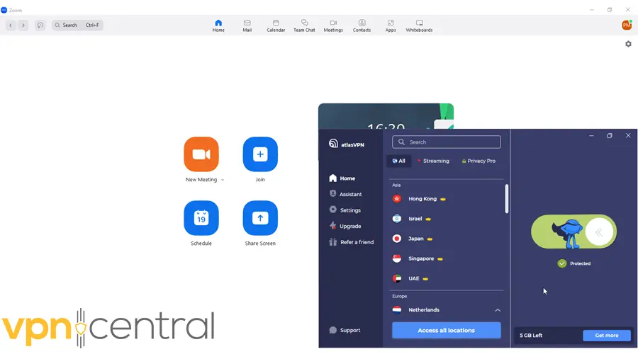 Zoom with Atlas VPN on