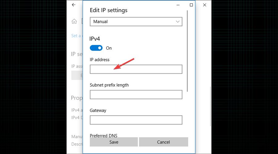 Edit IPv4 settings