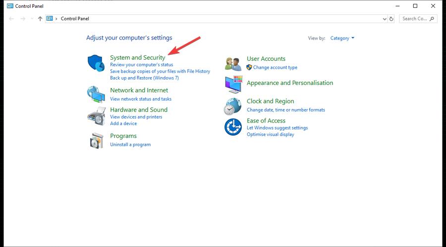 System and Security in Window's Control Panel