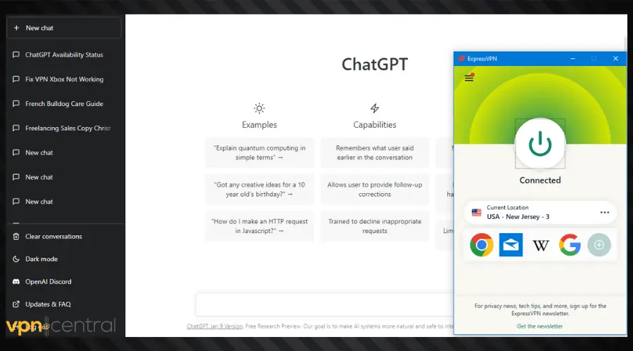 chatgpt working with expressvpn