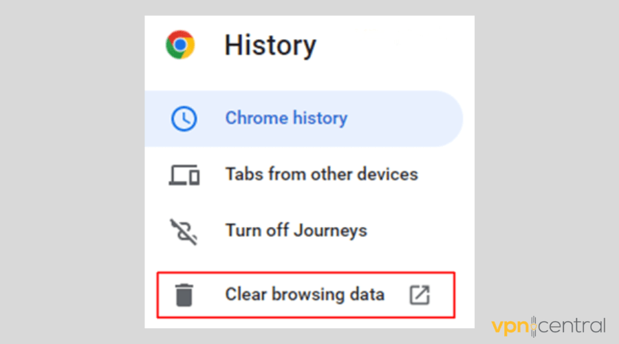 Clear browsing data button
