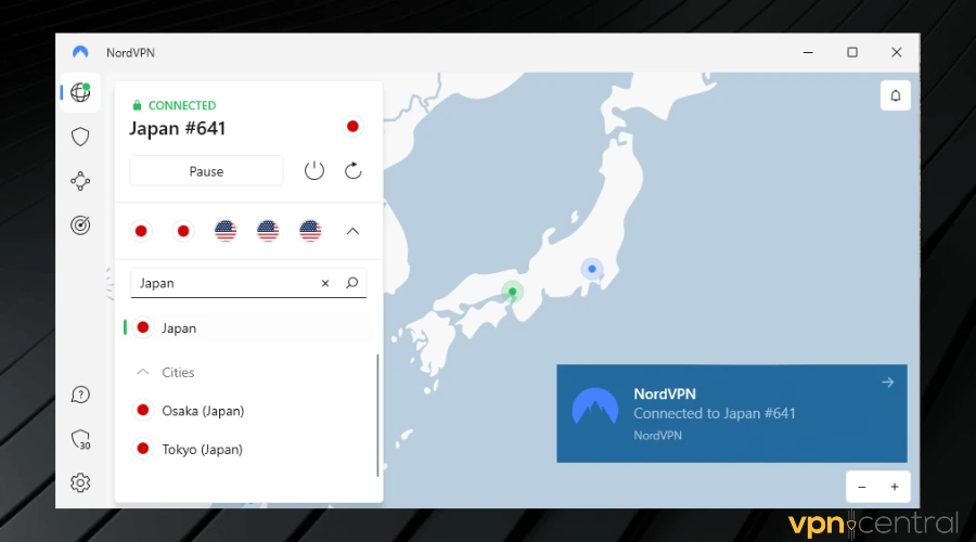 nordvpn connect to japan