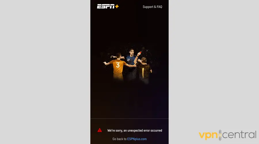 ESPN Plus error message