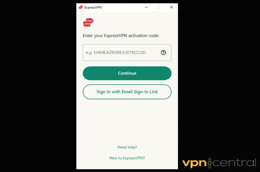 ExpressVPN login