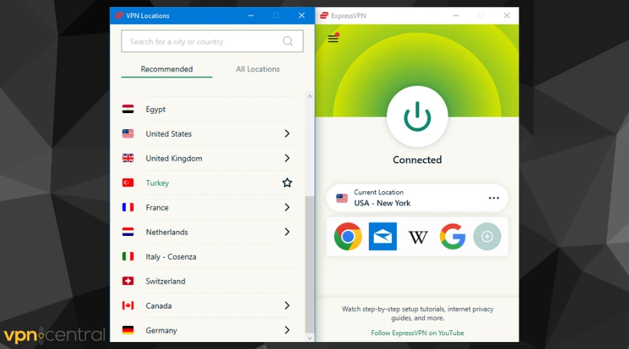 expressvpn user interface