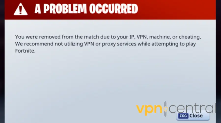 fortnite vpn ban