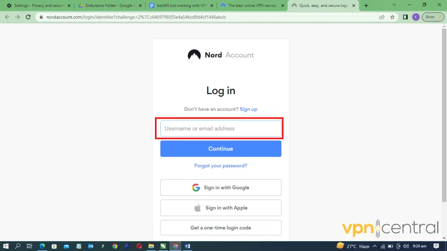 log-in nordvpn