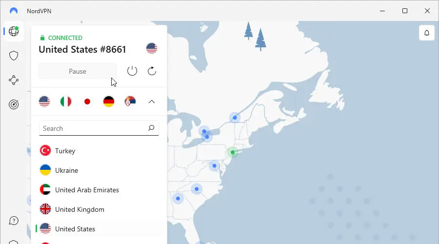 NordVPN connected