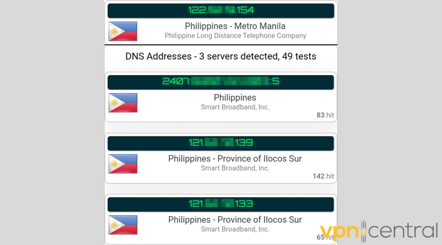 Philippine IP and DNS addresses