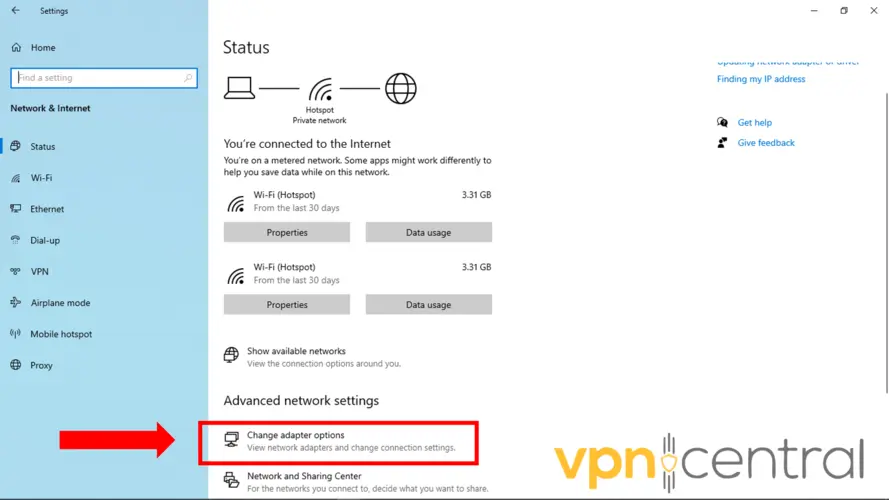 change adapter options