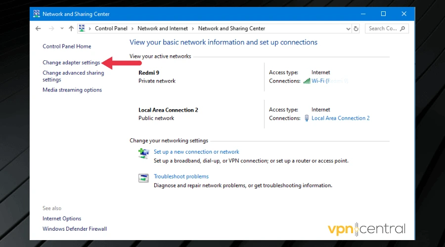 change adapter options