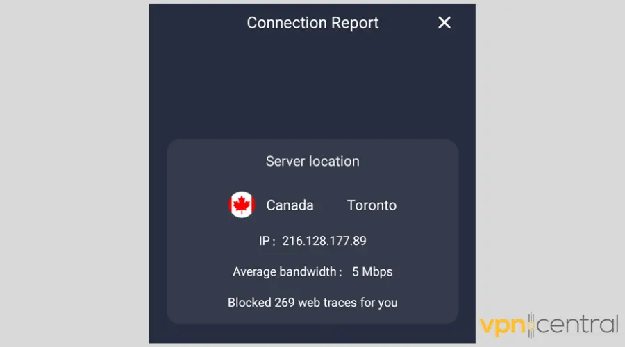 Sonics VPN blocked Web traces report