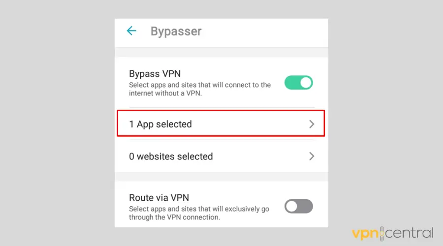 Surfshark VPN for Android Bypass VPN App List