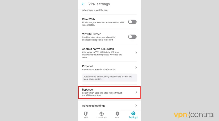 Surfshark VPN for Android Bypasser