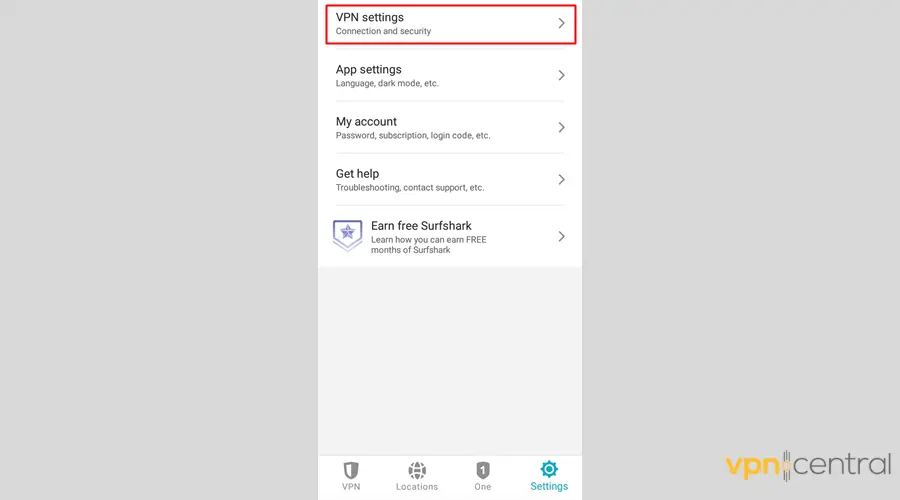 Surfshark VPN Settings