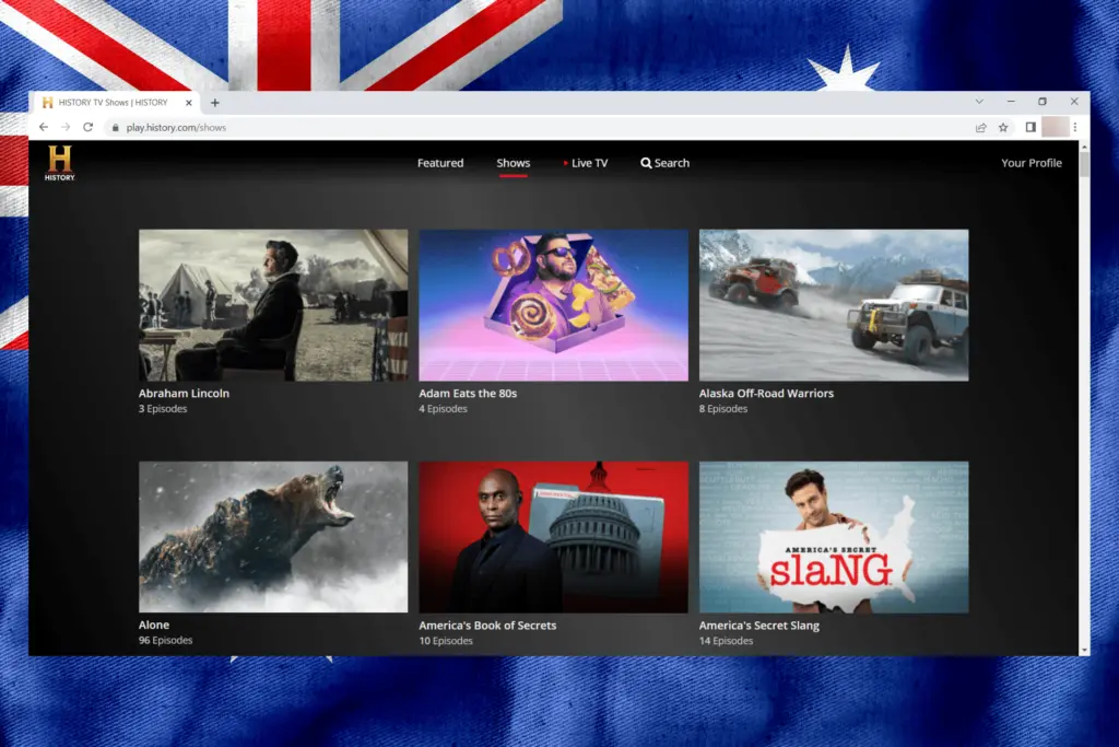 how to watch history channel in australia