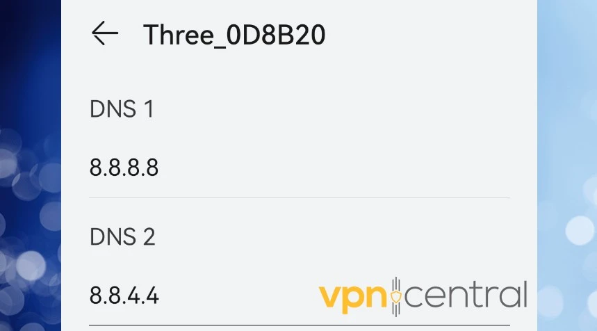 android dns 1 and 2 settings