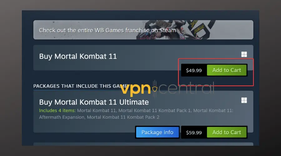 buying mortal kombat 11 from steam