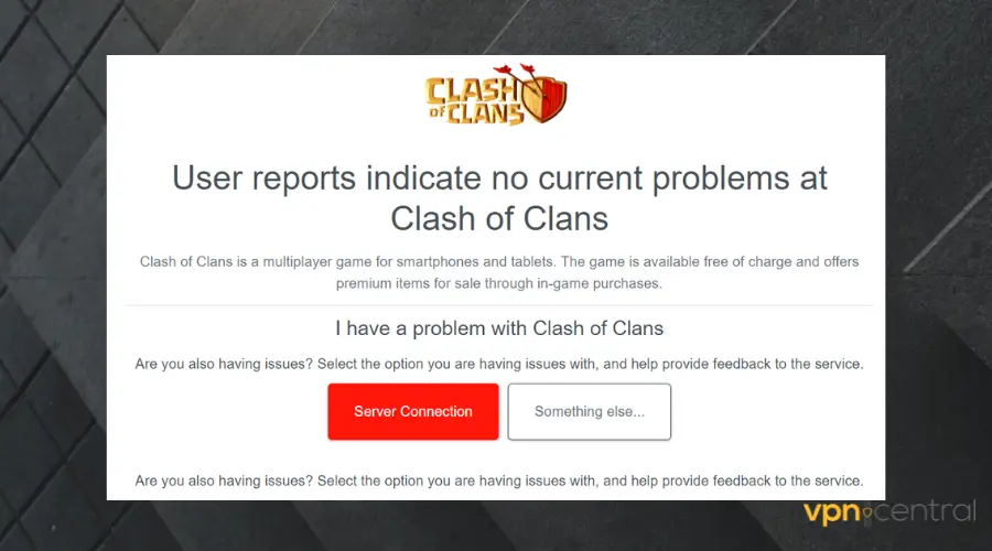 downdetector status for clash of clans