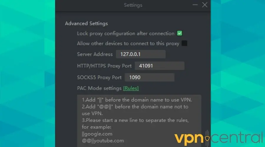 pandavpn pro advanced settings proxy
