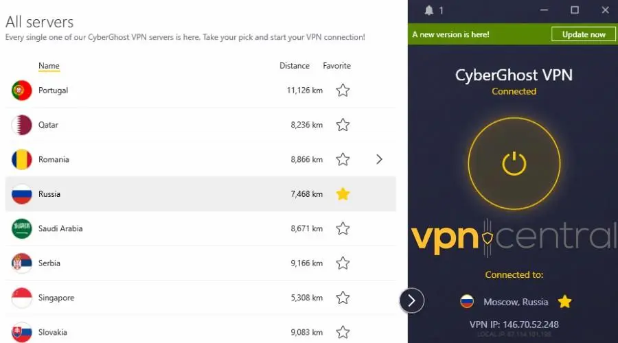 cyberghost vpn connected to moscow russia server