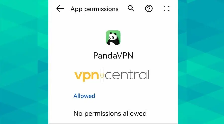 pandavpn no app permissions allowed