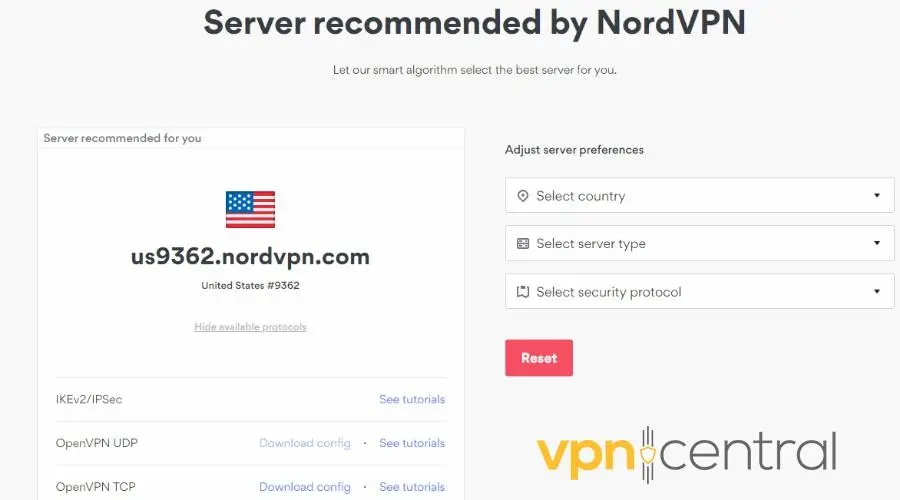nordvpn router recommended server