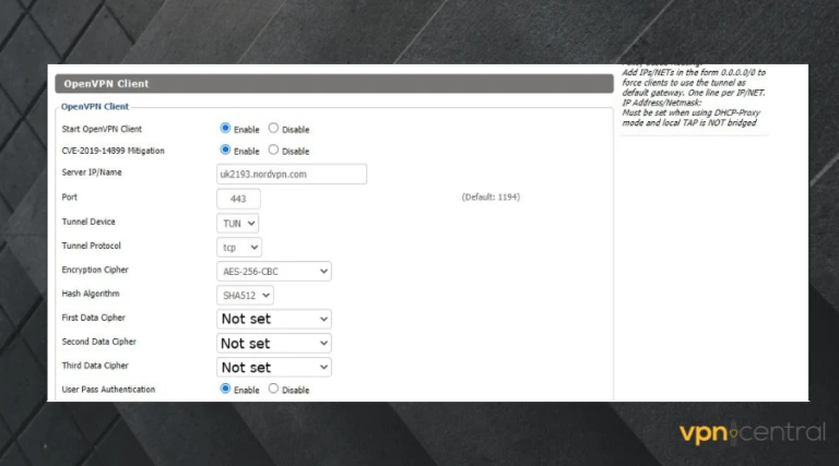 setup vpn on router