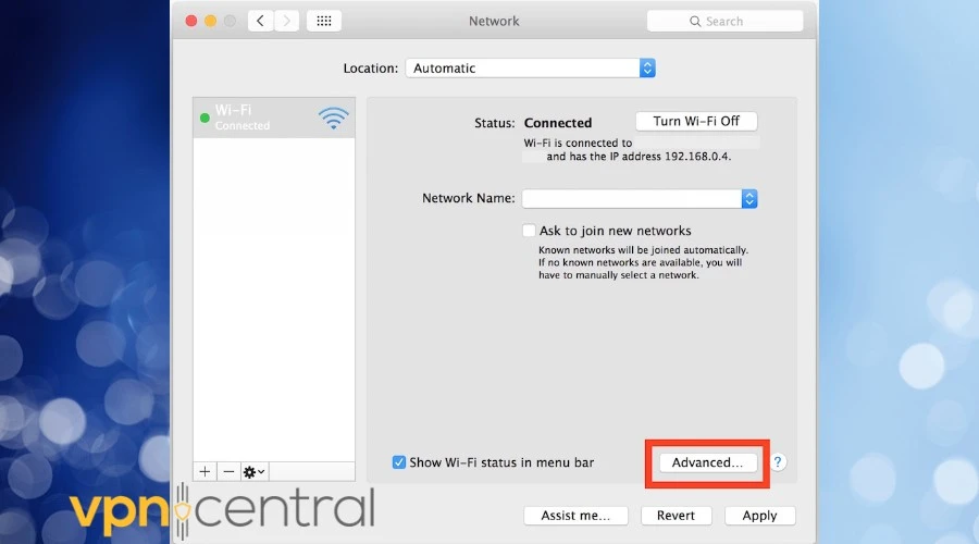 macos advanced network settings