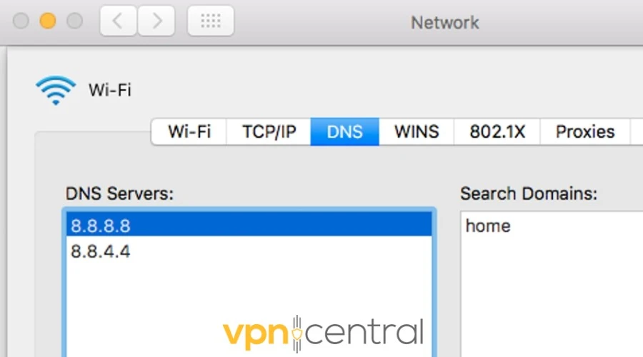 macos dns settings