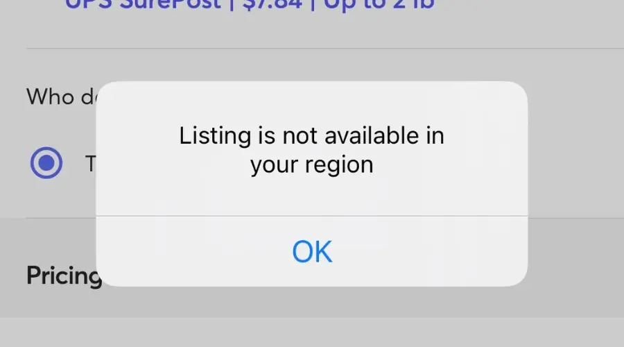 mercari listing not available in your region