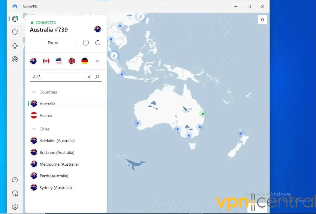 nordvpn connected to australia