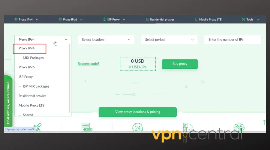 proxy seller select proxy type