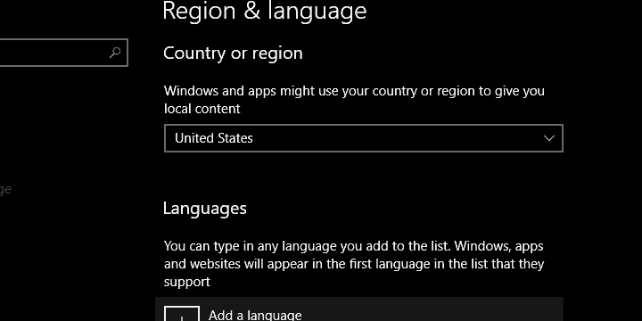 region and language