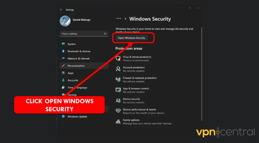 open windows security