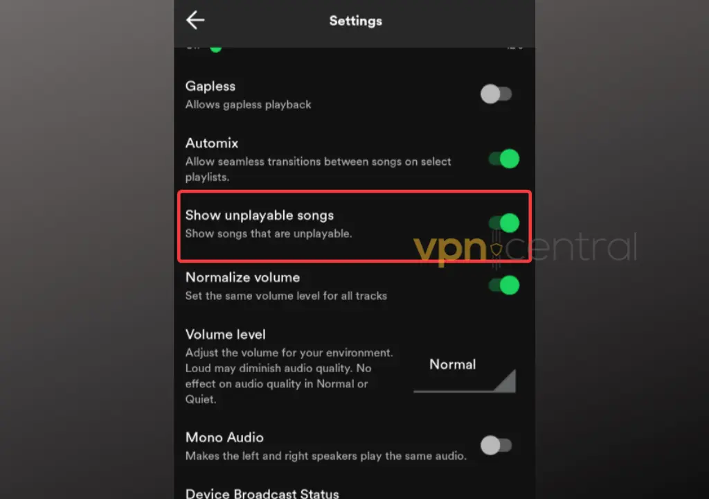 spotify show unplayable songs