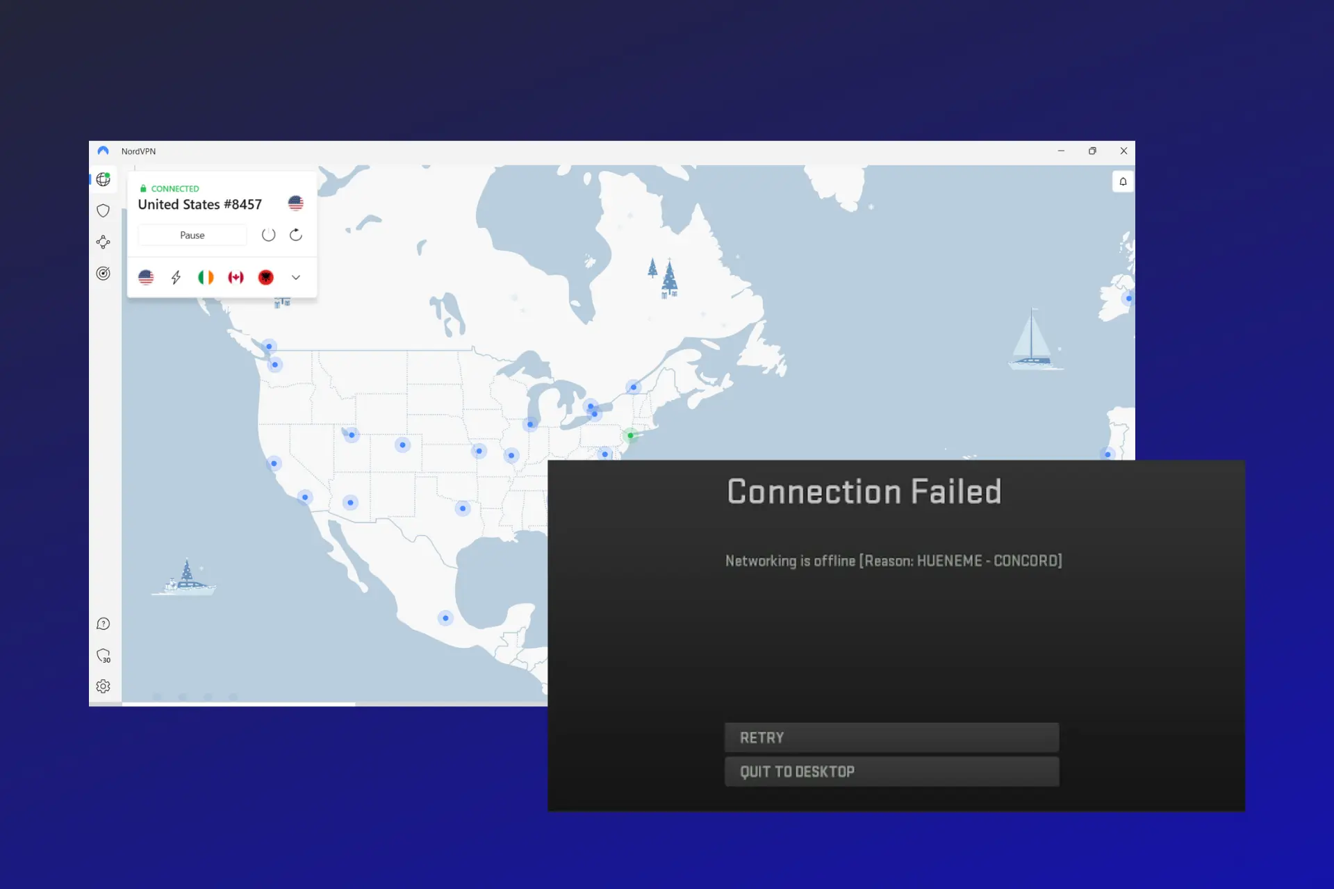 warzone error with nordvpn connected