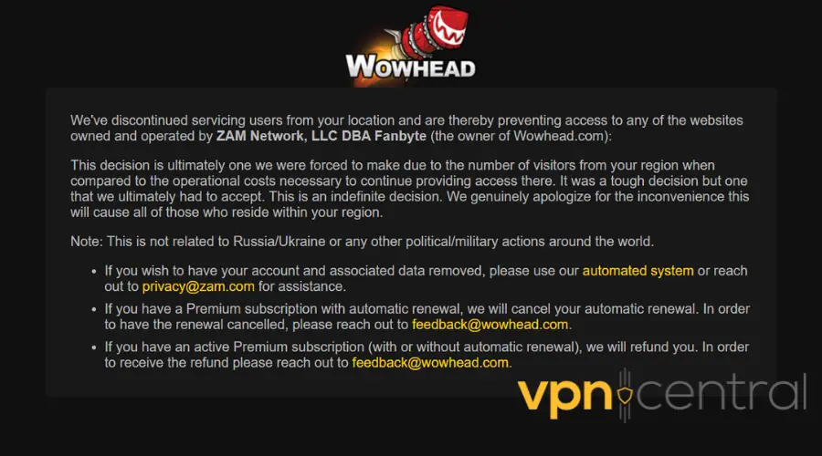 wowhead not available in your region