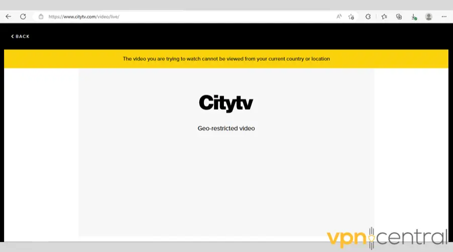 Citytv geo-restricted video error